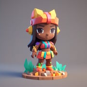 3D Style Chibi Characters_Tey93OuNQpiBsEelghTuWQ_a tomb diving woman with an athletic build and a determined expression voxels, colorful clothing_inference-txt2img_1712251843