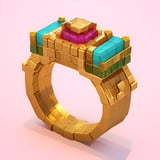 Cel-Shaded Universe_Voxel art+, golden ring with gem_image-3_1689116320