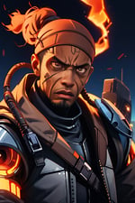 JRPG Adventure_a post apocalyptic survivor black man cyborg, brown eyes, angry_image-1_1688571096